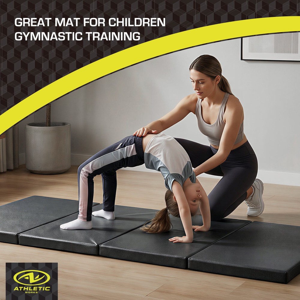 Athletic Works 2ftx6ft Four Folding Exercise Mat, Folding Gymnastics Mat