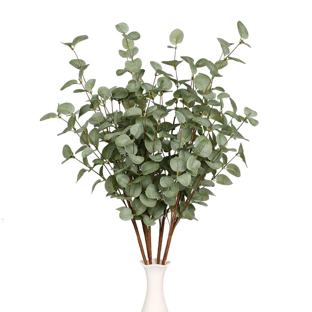 6 Pcs 27" Eucalyptus Stems Greenery Stems Eucalyptus Leaf Spray in Green Silk...