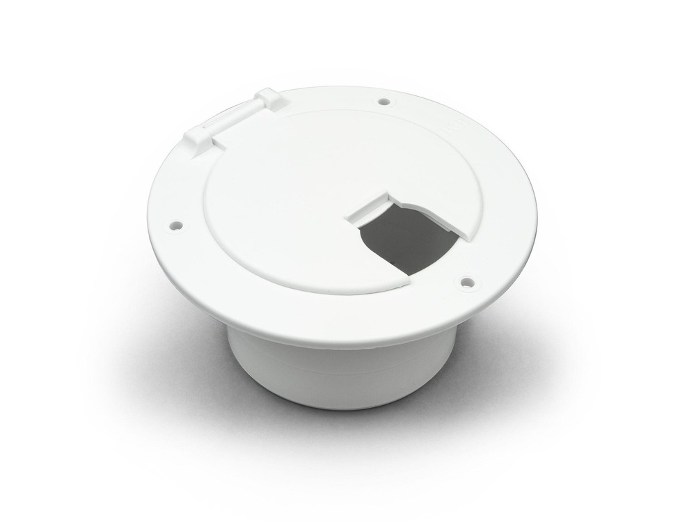 Creative Products Group Round Electric Cable Hatch with Back, Polar White