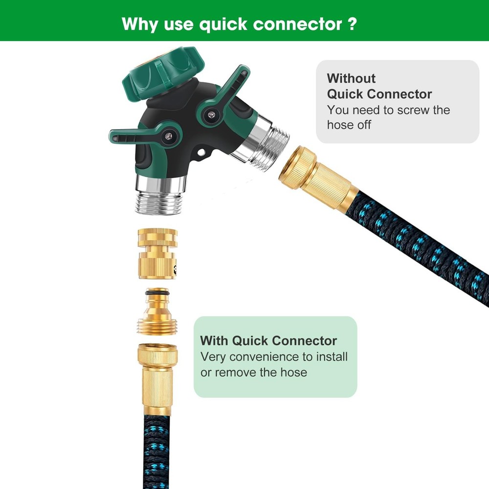 Garden Hose Quick Connectors, Solid Brass 3/4 Inch Thread Fitting, Water Hose...