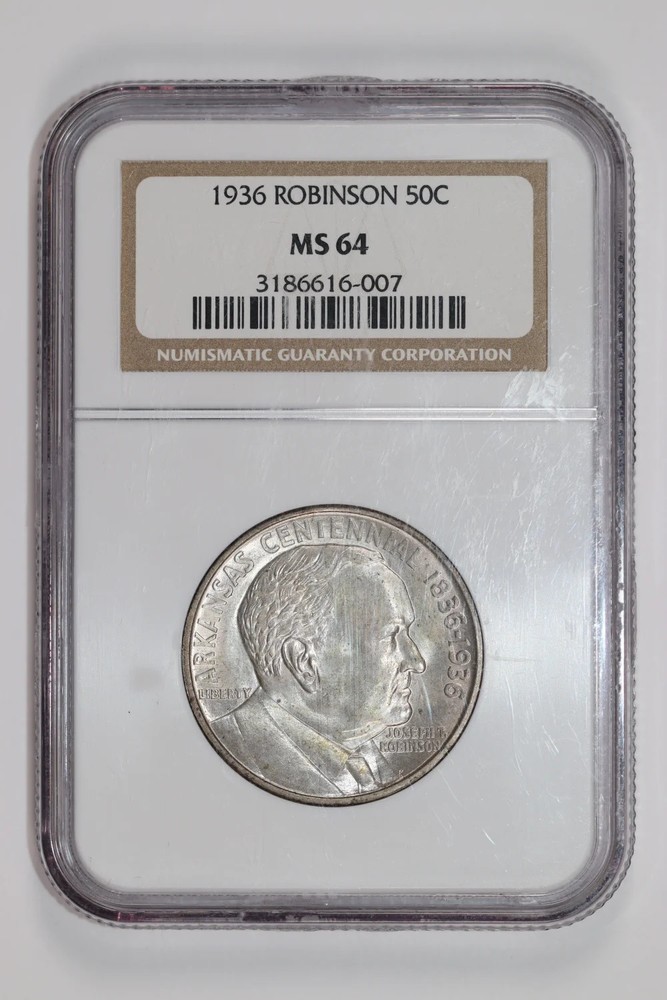 1936 ROBINSON COMMEMORATIVE HALF DOLLAR NGC MS64