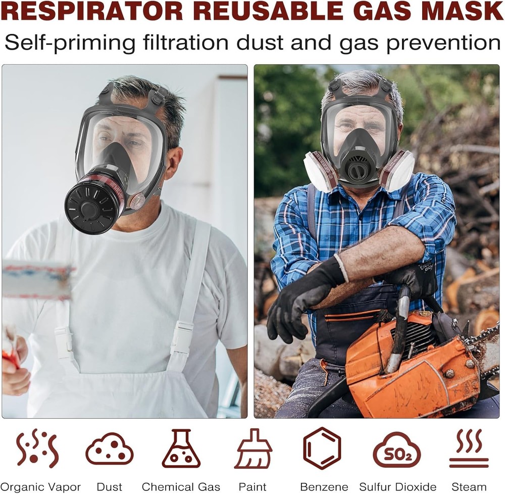 Full Face Gas Mask with Activated Carbon Filter