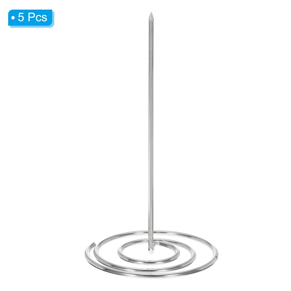 Desk Receipt Holder Spike, 5 Pack Invoice Bill Spike Ticket Fork, Silver