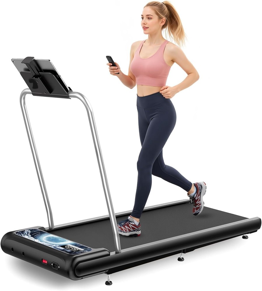 Compact Walking Treadmill Pad with Handrail