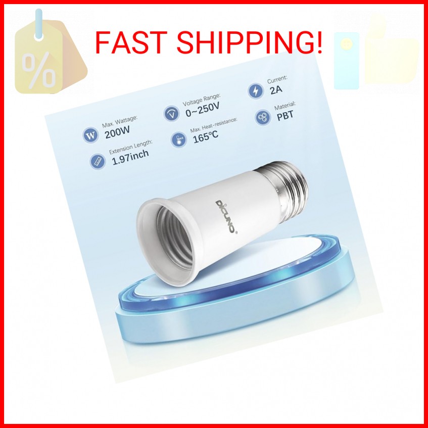 DiCUNO E26 Socket Extender, E26 Standard Medium Base Lamp Bulb Socket Adapter of