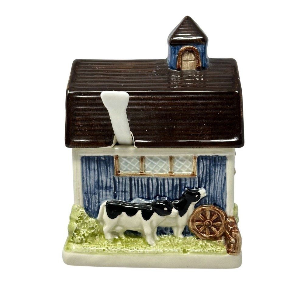 Gibson Greetings Otagiri Ceramic Barn Sugar Bowl With Spoon