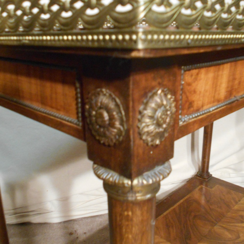 ANTIQUE LOUIS XVI INLAID TWO TIER SIDEBOARD SERVING TABLE