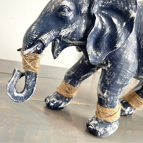 Eclectic Revival Upcycled Hand Painted Ceramic Elephant Home Decor