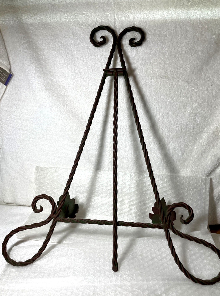 EXTRA LARGE 24" Wrought Iron Easel for Display ORNATE Leaves