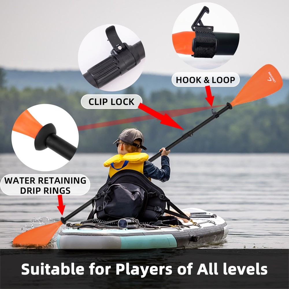 LEDONNE SUP Paddle 4-Piece Adjustable Kayak Paddle Floating Lightweight Paddle B