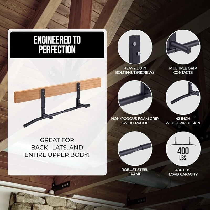 Heavy Duty Ceiling Mounted Pull Up Bar Home Gym Multi Grip Exercise Equipment US