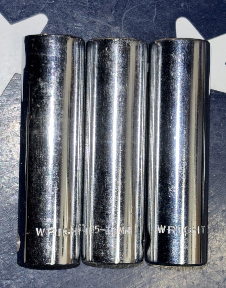 Three Wright Tool 11mm 6PT Deep Chrome Hand Socket 3/8” Drive M3511  35-11MM  X3