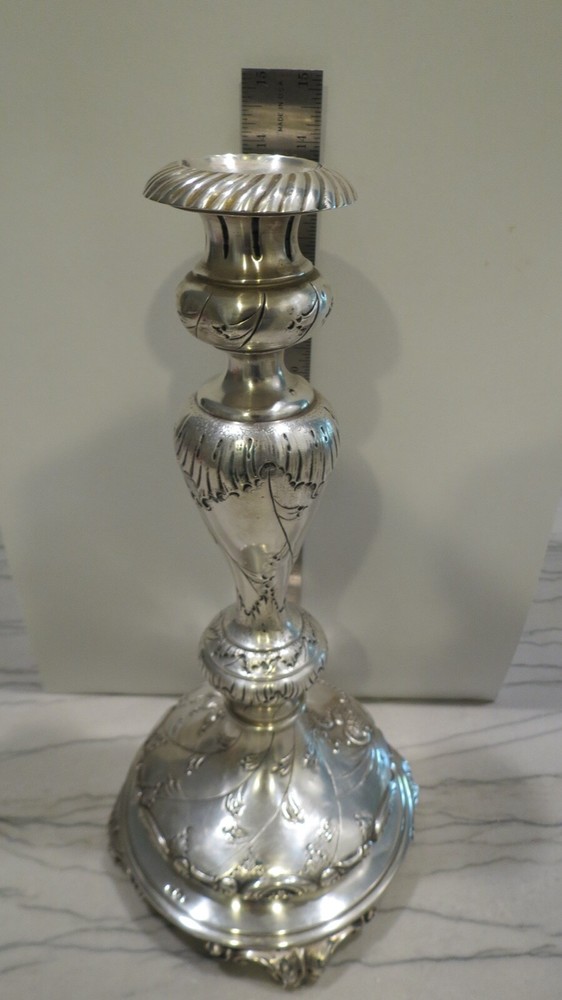 Large Heavy 19th-C Austro-Hungarian .800 Silver Candlestick 710 grams