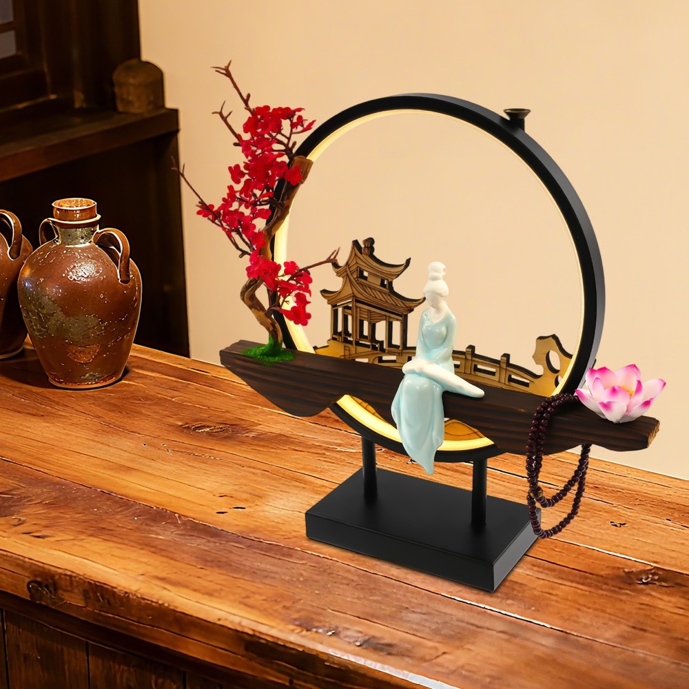 Backflow Incense Holder with LED Light, Ceramic Backflow Incense Burner Perfect