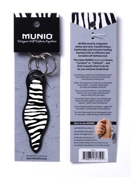 Munio Self Defense Key Chain, Zebra