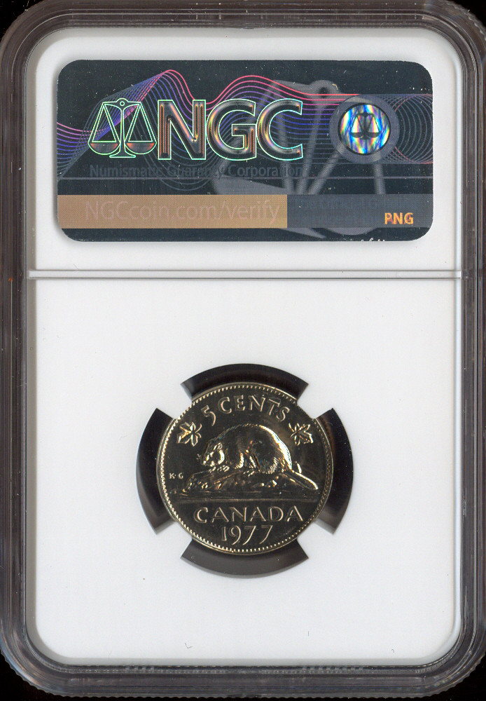 1977 Canada 5 Cents 5C NGC MS67 MAC - Quality