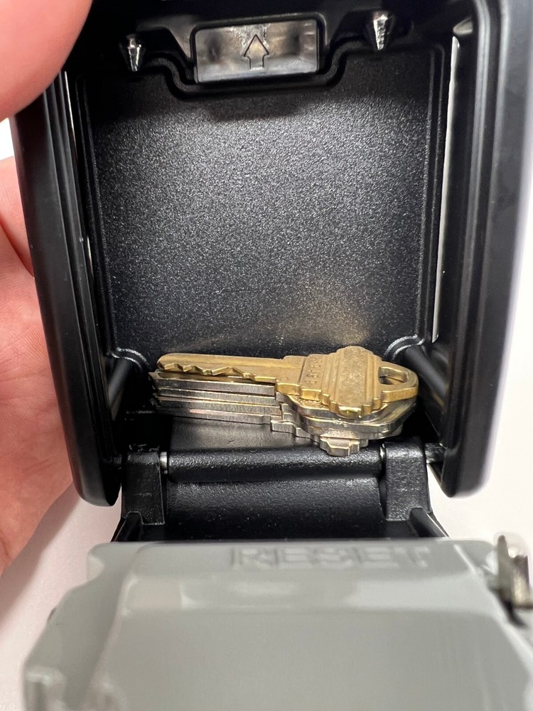 4 Digit Combination Security Lock Box Safe Large 5 Key Waterproof Black