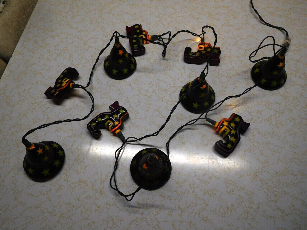 Intense 10 Wizard Hats & Shoes on Working Light String with Spare Bulbs