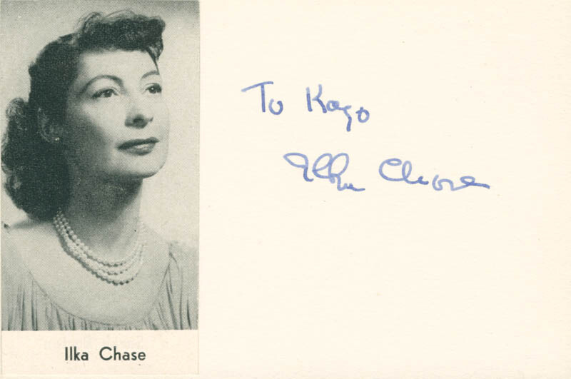 ILKA CHASE - INSCRIBED SIGNATURE