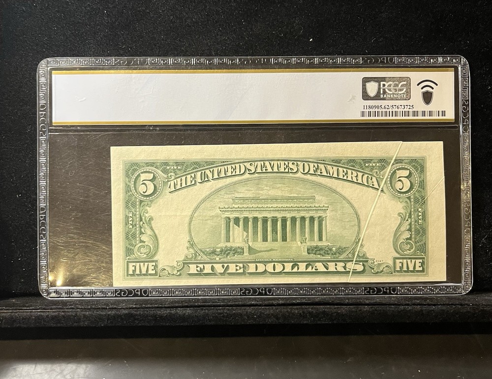 1950 A $5 Federal Reserve Gutter Fold Error Note Pcgs 62 PPQ