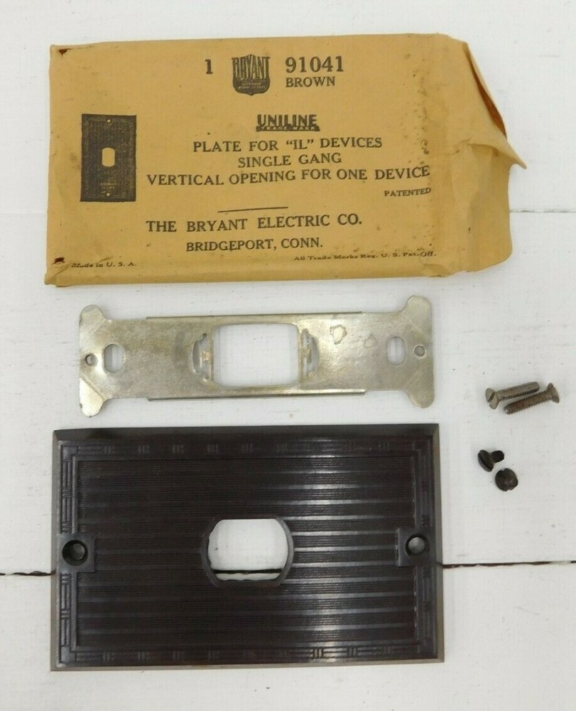 Vintage NOS Brown Bakelite Push Button Light Face Plates