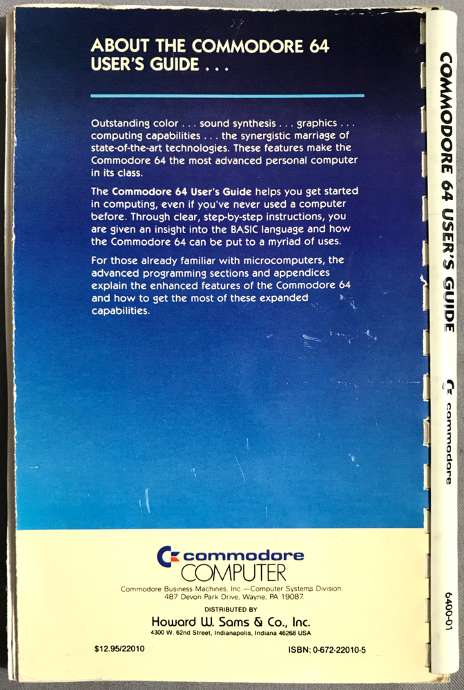 White Binder Commodore C64 Manual CBM/H.W.SAMS published 1982