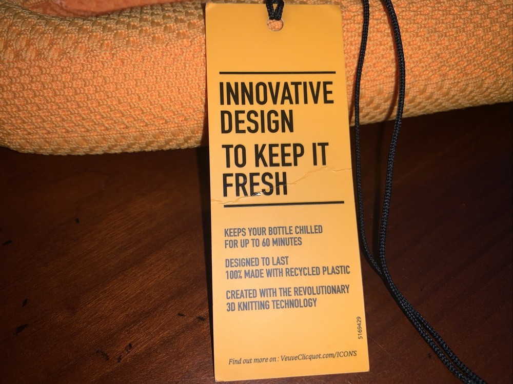VEUVE CLICQUOT Bottle Ice Jacket. Pristine. Recycled Plastic. 3D Knitting Tech.