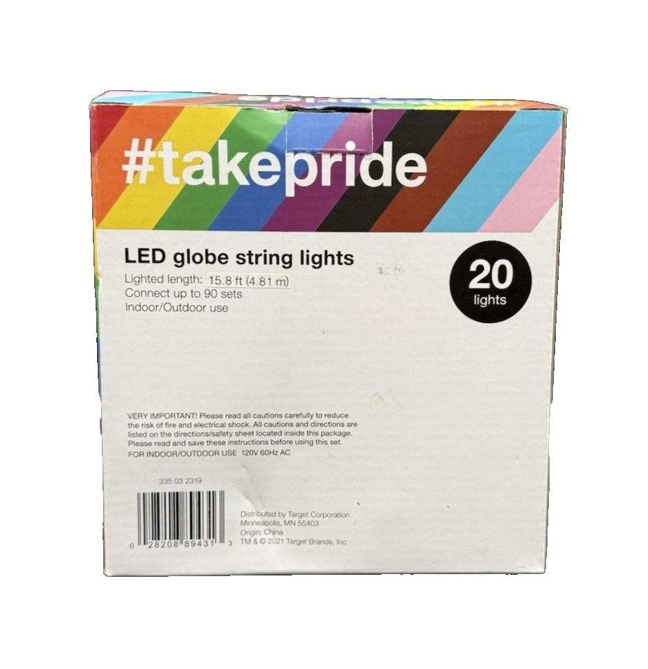 Target #takepride LED Globe String Lights Indoor Outdoor 20 Lights