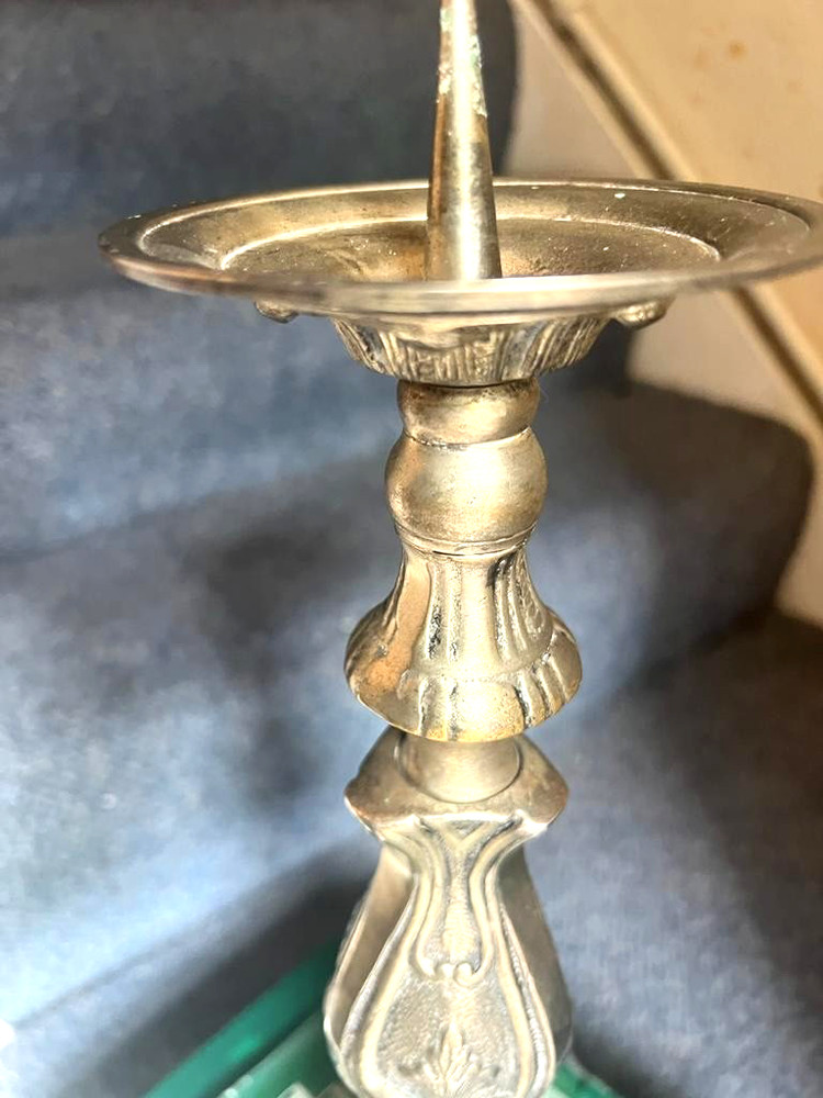 EXTRA ORDINARY LARGE CANDLE HOLDER-VINTAGE -SILVER....
