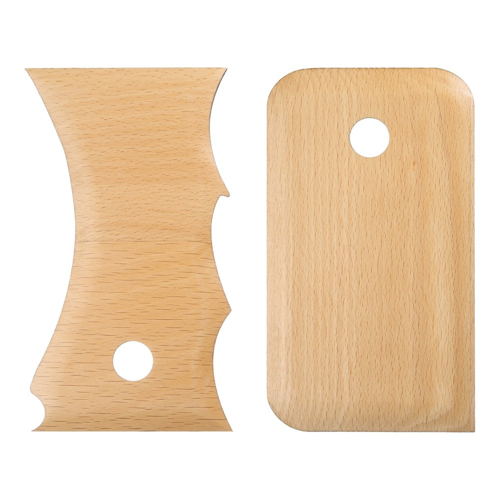 2pcs Pottery Ribs Trimming Tools Beech Pottery Profile Shaping Big Wave Design