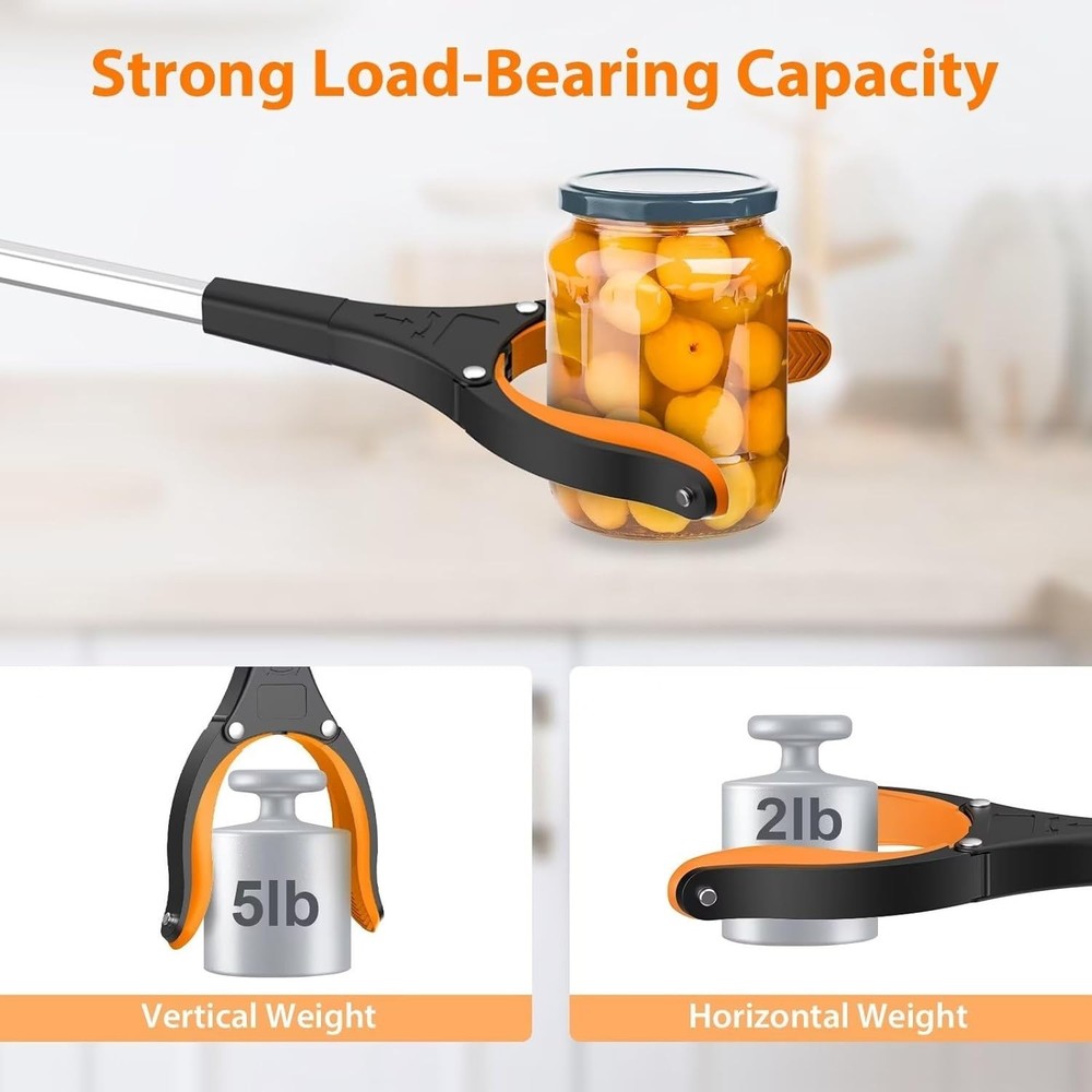 Compact 32" Grabber Tool - 2-Pack with Enhanced Silicone Jaw & Folding Design