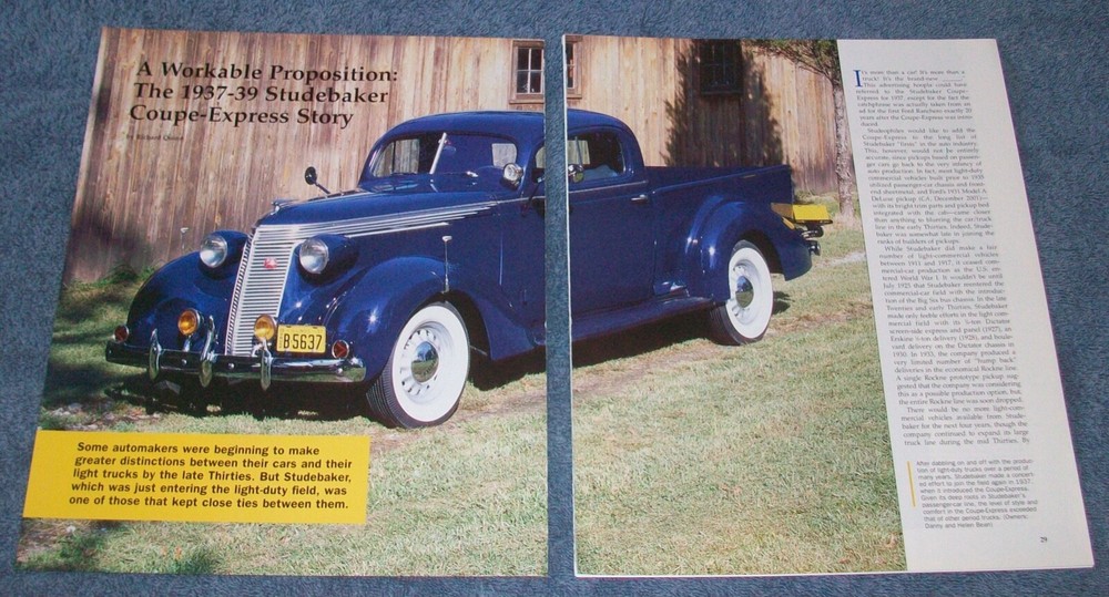 1937-39 Studebaker Coupe Express History Info Article "A Workable Proposition"