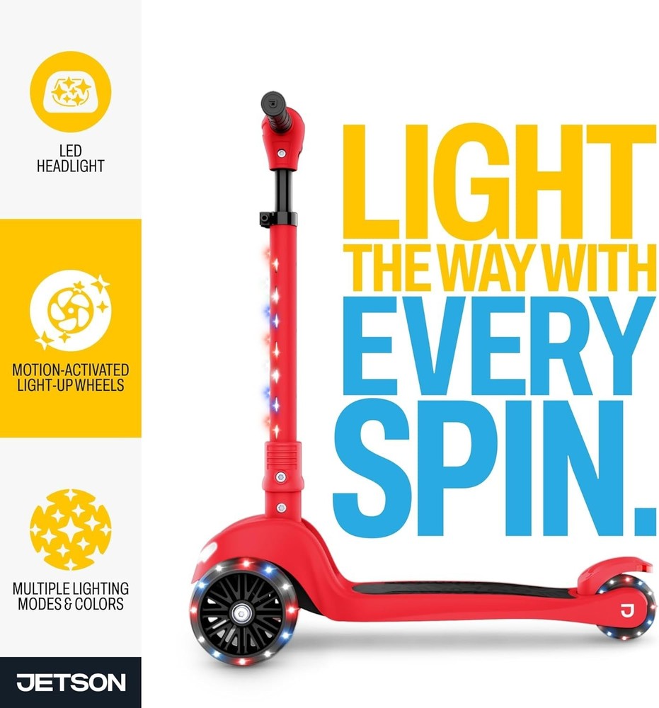 Jupiter Mini 3-Wheel Light-Up Kick Scooter - Adjustable & Foldable for Ages 3+