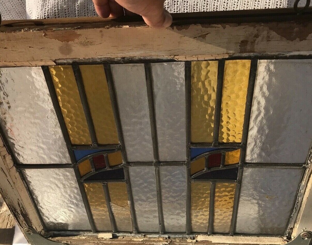 Vintage Stained Glass Window Panel 22 "X 19 1/2" .