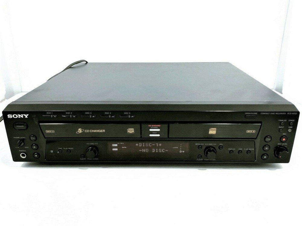 Sony RCD-W500C 5 Disc CD Changer & CD Recorder Tested, Complete.
