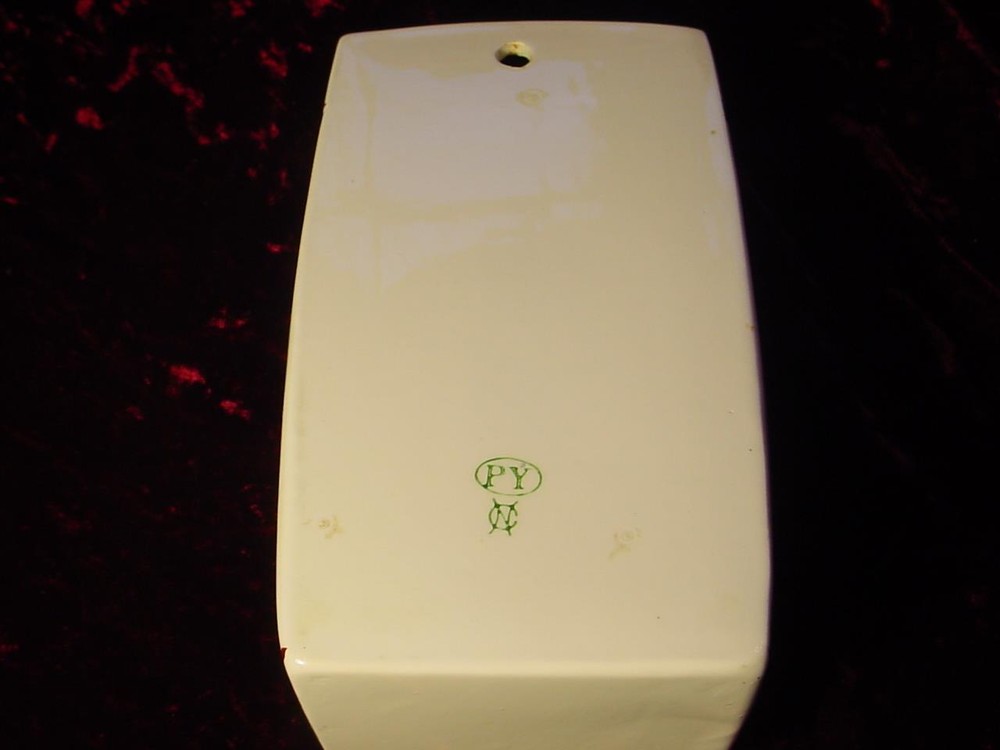 Vintage Indian Tree pattern ceramic wall hanging match holder / safe