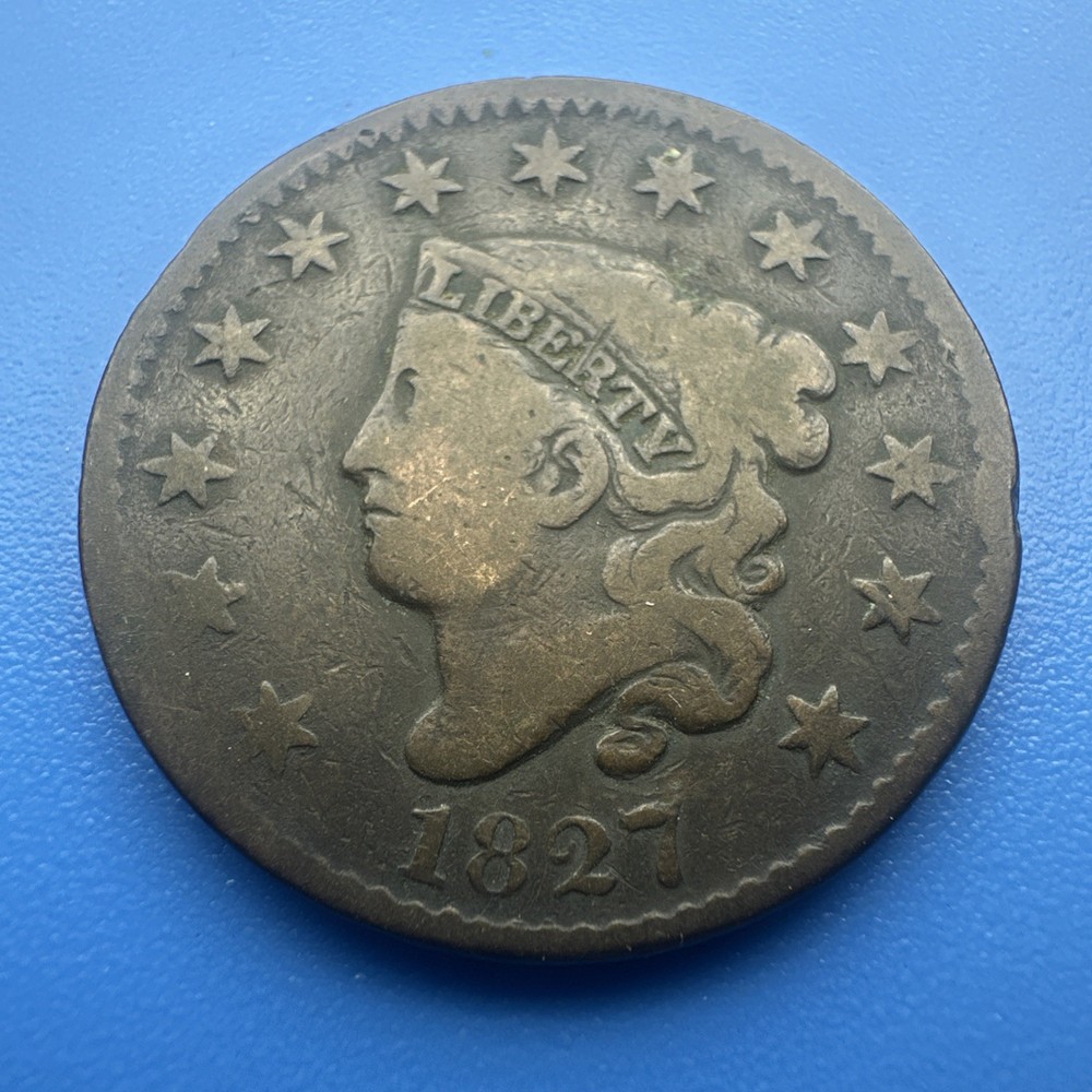 1827 Coroner Head Large Cent  Nice Better 🔥 Authentic US Type Coin 🔥 (N99)