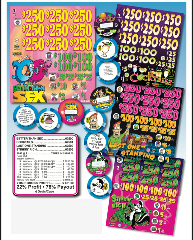 Pull Tab Tickets - Chip - Game - Stinkin Rich - 3,955 ct