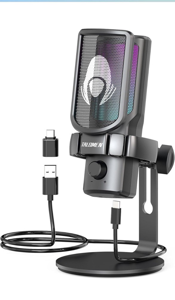 Talomen Gaming Microphone USB PC Mic With Gain Adjustment & Zero Latency Mode