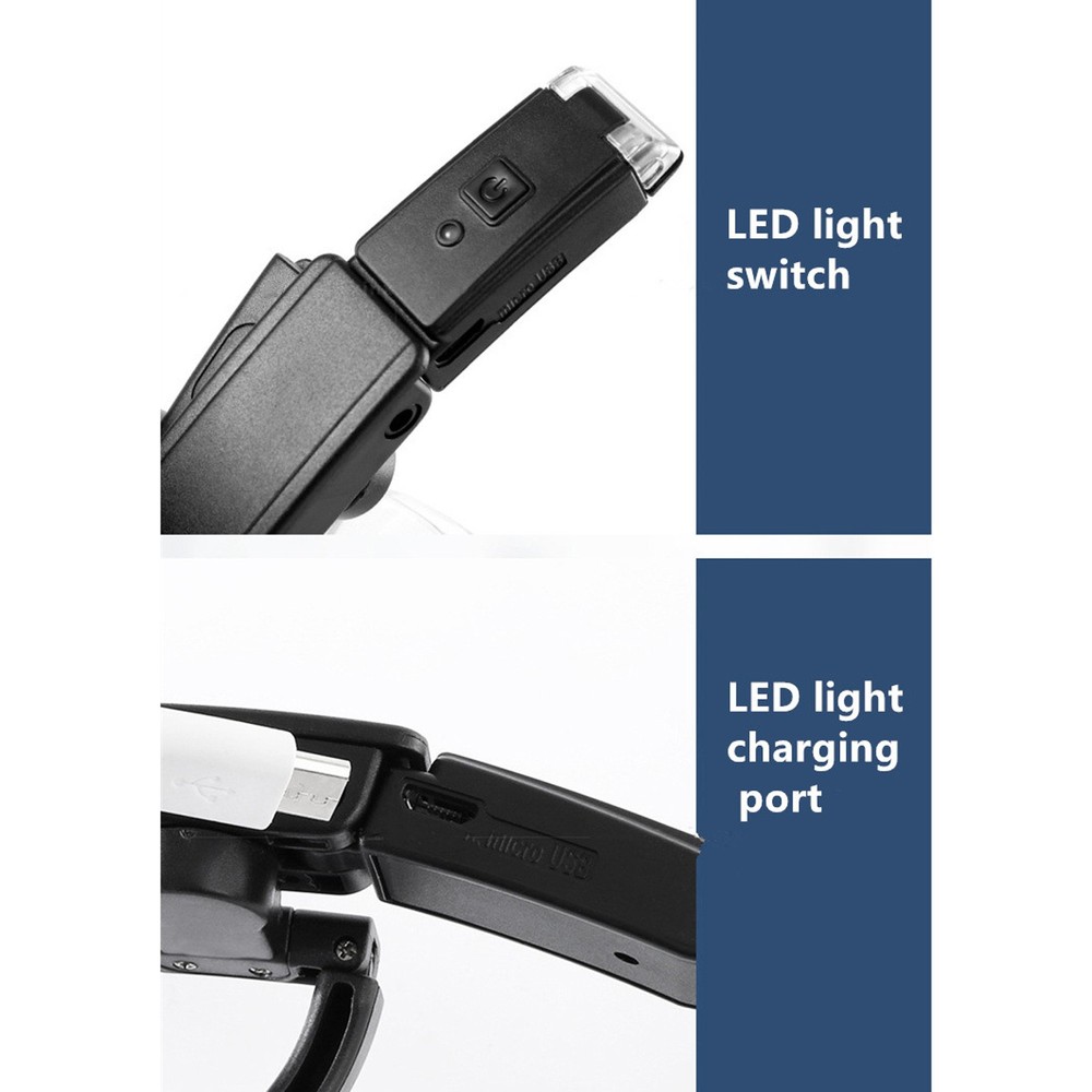 Rechargeable 6-Magnification LED Light Magnifying Glass Adjusting Magnifier Loop