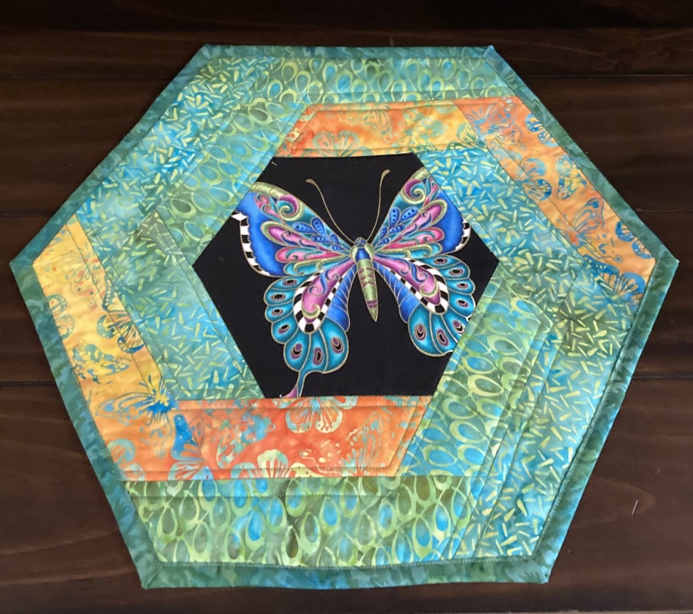 June Colorful Butterfly Hexagonal Table Topper
