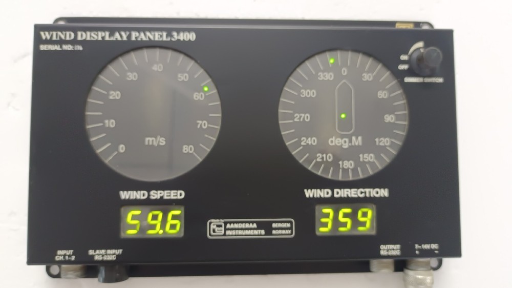 AANDERAA INSTRUMENTS NORWAY WIND INDICATOR DISPLAY PANEL 3400 - GOOD CONDITION