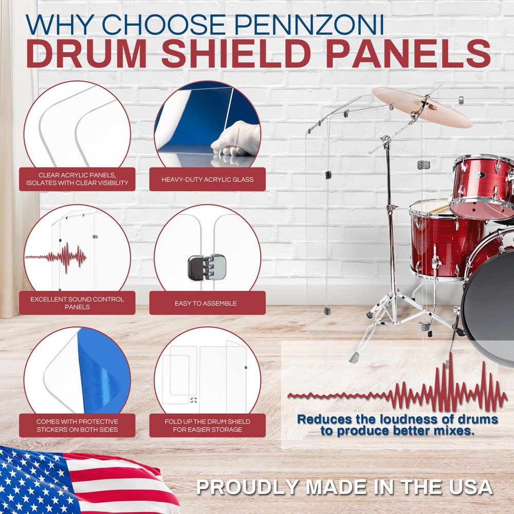 Drum Shield / 6 Panel Drum Shield with Deflectors 5ft Tall