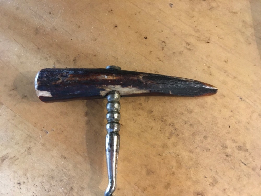 Three Antique English Stag Antler Handle Corkscrews