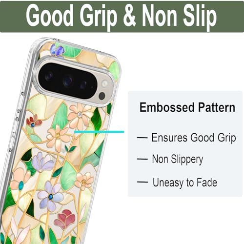 Case for Pixel 9 Pixel 9 Pro Case Clear with Design Soft Stained Glass Flower