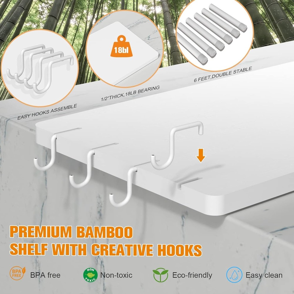 JayRex Bathroom Organizer Countertop Shelf, 3 Tier Corner Rack White
