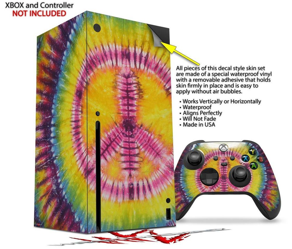 Skins XBOX Series X Console Controller Tie Dye Peace Sign 109