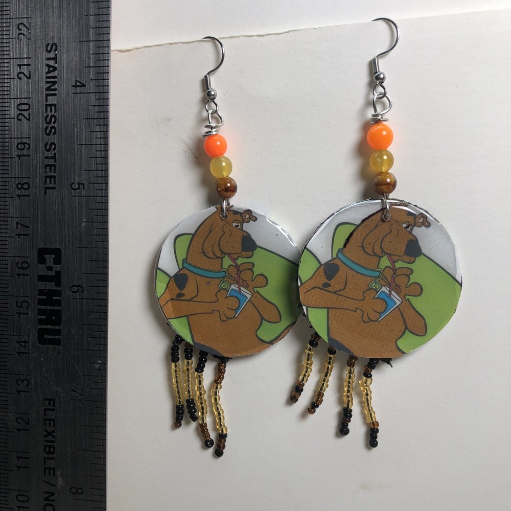 Scooby-do, Earrings, Dangle Drop, Very Lightweight, Beaded,