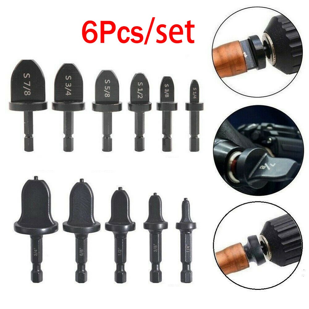 6Pcs Air Conditioner Copper Tube Expander Swaging Tool Drill Bit Set Flaring