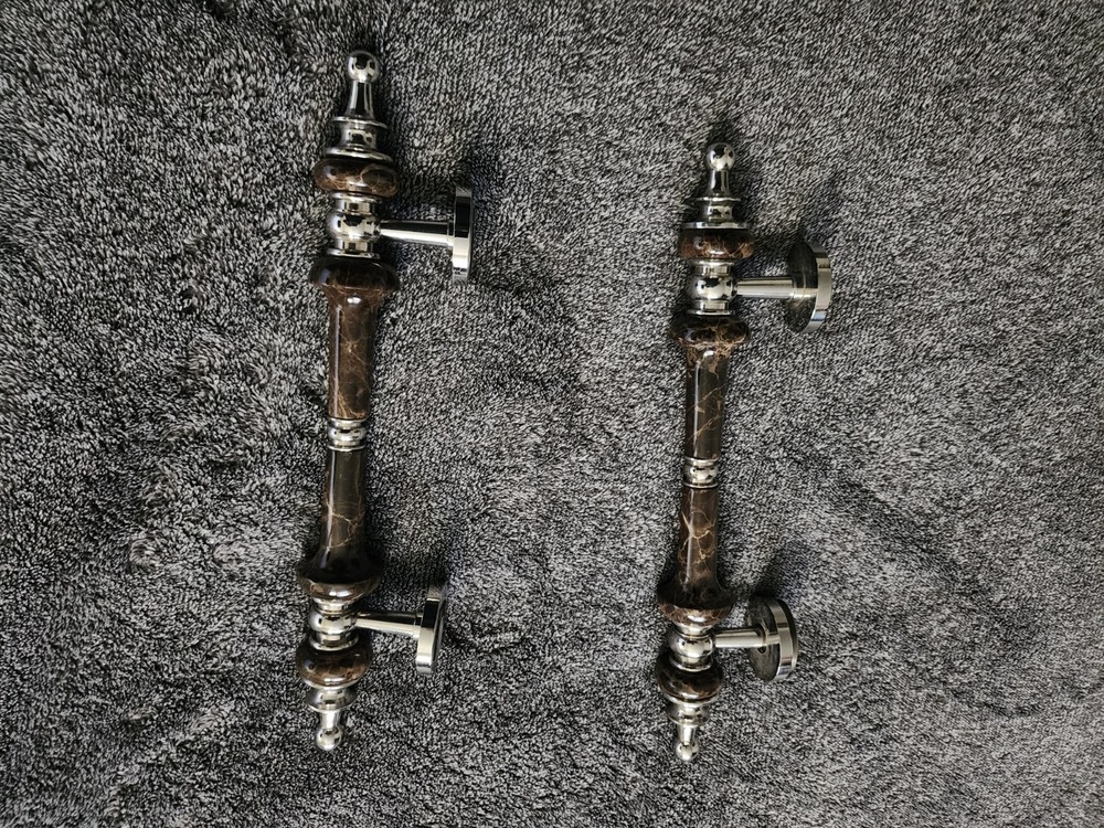 Elegant brown marble door handles (Pair)